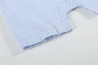 Light Blue Seersucker Easter Bunny Smocked Overalls - Liz and Roo