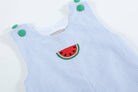 Light Blue Seersucker Watermelon Shortalls - Liz and Roo