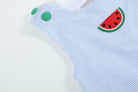 Light Blue Seersucker Watermelon Shortalls - Liz and Roo