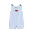 Light Blue Seersucker Watermelon Shortalls - Liz and Roo