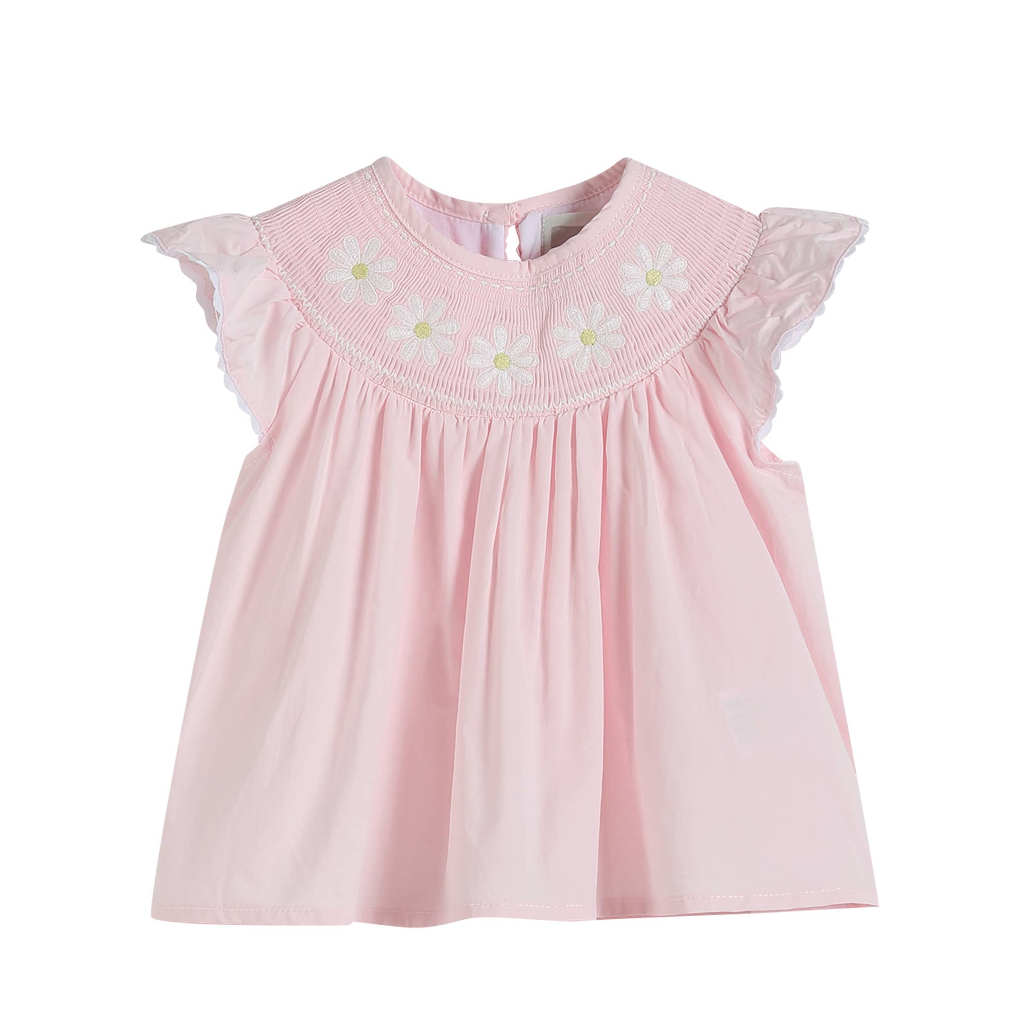 Light Pink Daisy Smocked Top and Bloomer 2 pc set - Liz and Roo