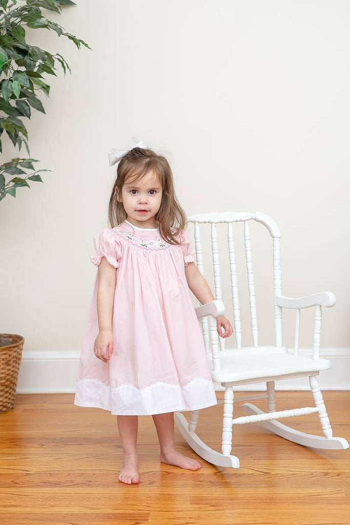 Light Pink Easter Bunny Smocked Bishop Dress - Liz and Roo