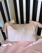 Light Pink Gingham Hand Tie Bow Pillow (INCLUDES insert) - Liz and Roo
