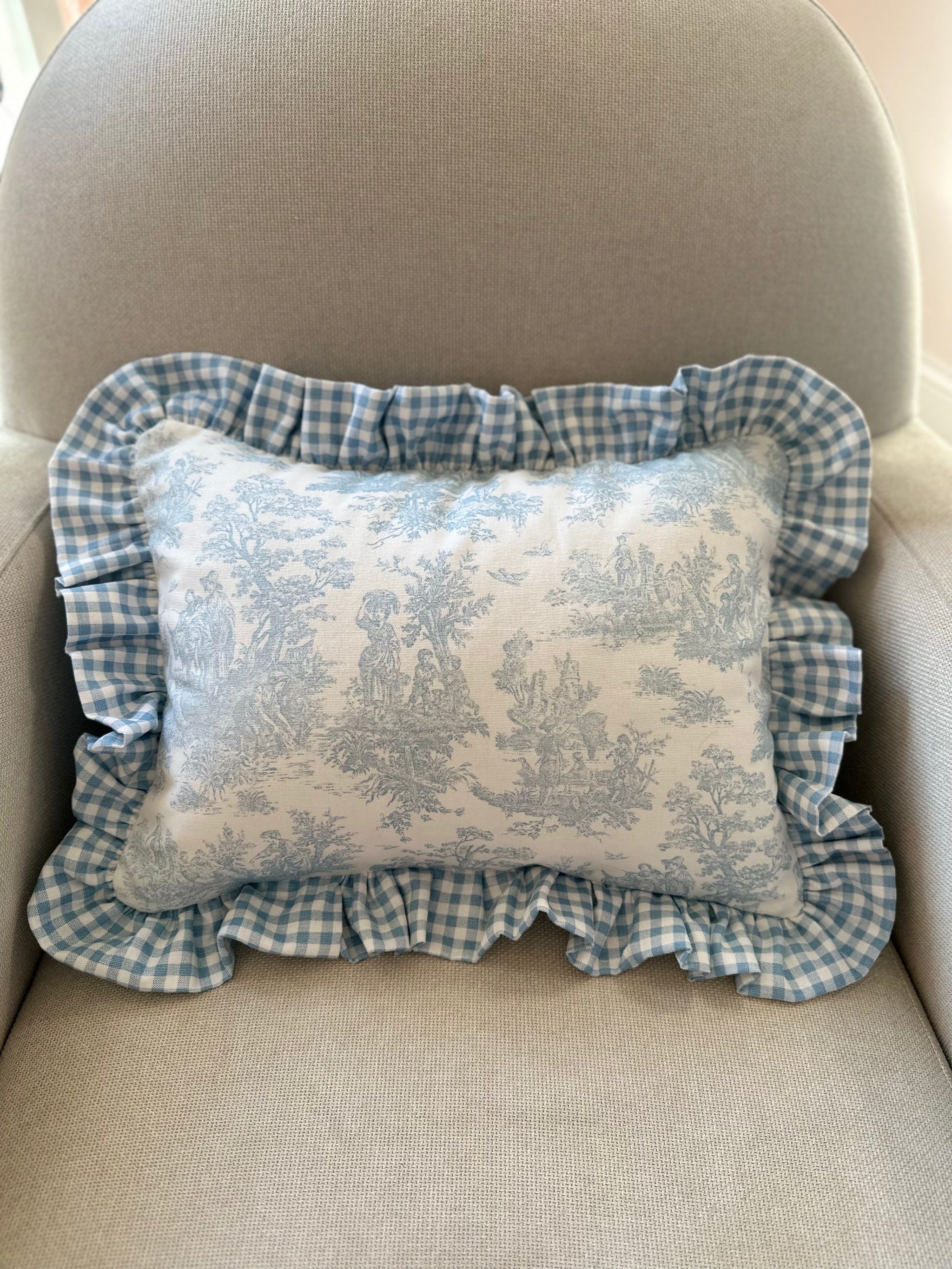 Light Blue Toile Baby Pillow Sham INCLUDES insert Liz and Roo