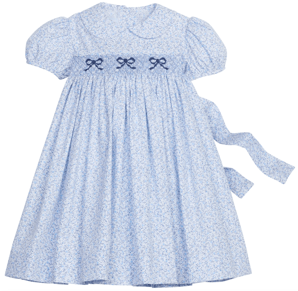 Little English Smocked Peter Pan Dress Blue Vinings - Liz and Roo