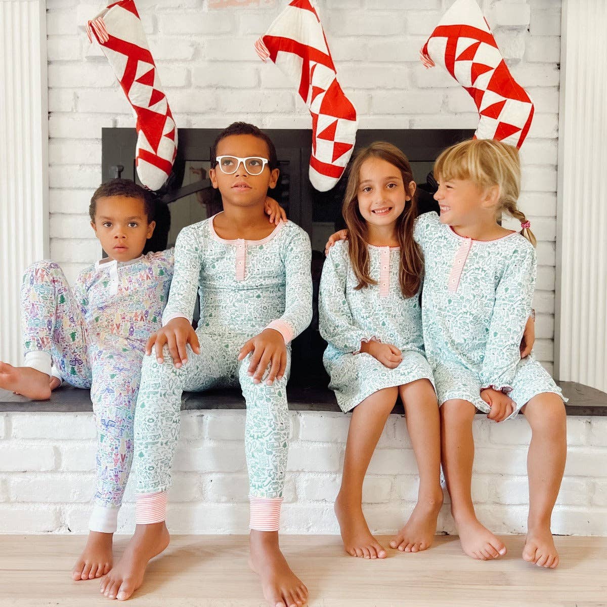 North Pole Christmas Two Piece Kids Henley Pajamas - Liz and Roo