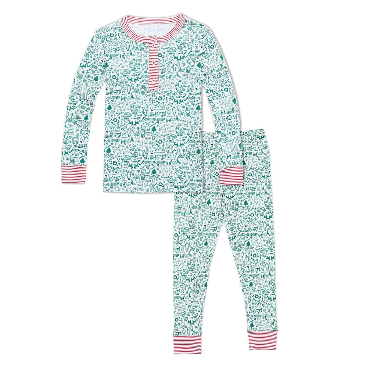 North Pole Christmas Two Piece Kids Henley Pajamas - Liz and Roo