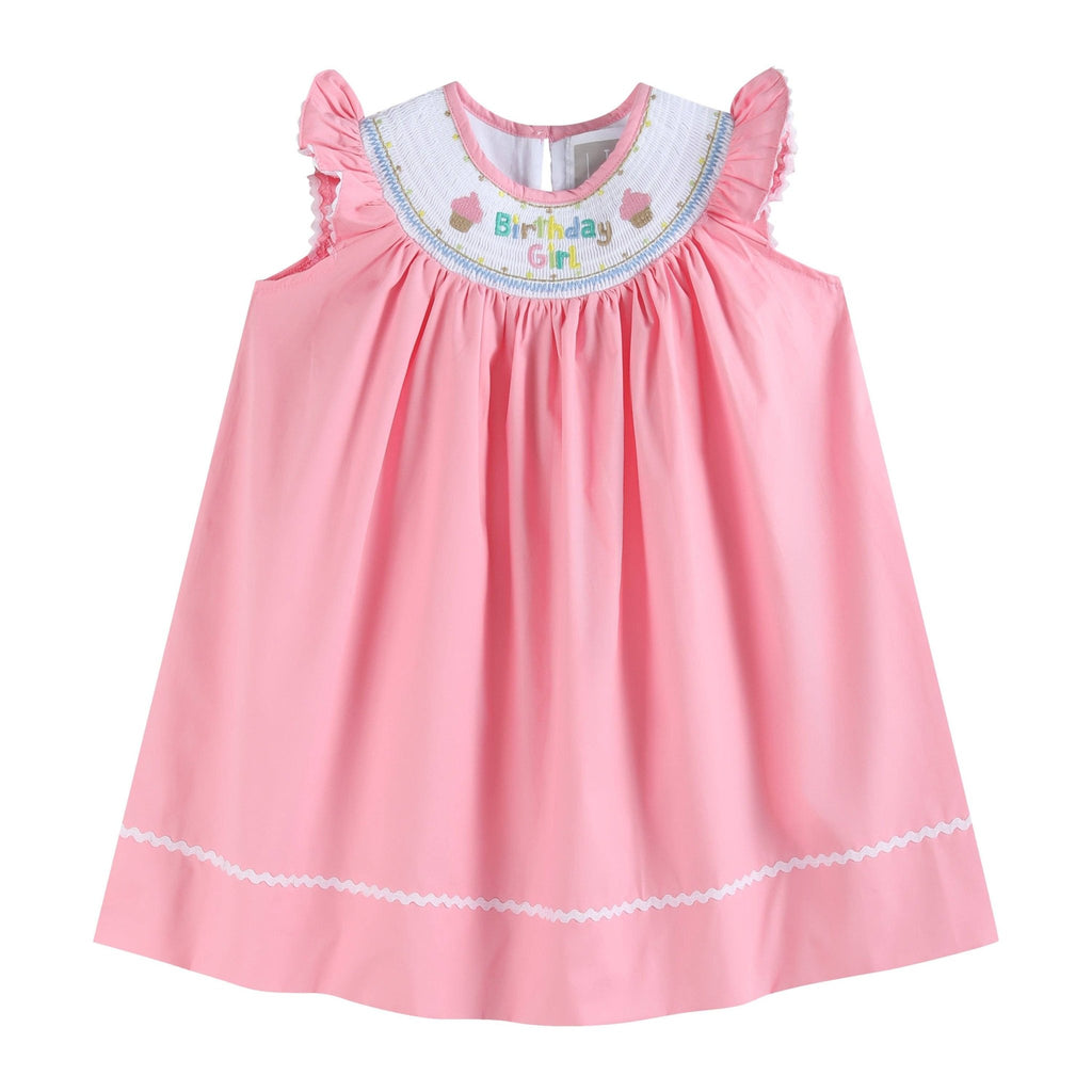 Pink Birthday Girl Smocked Bishop Dress - Liz and Roo