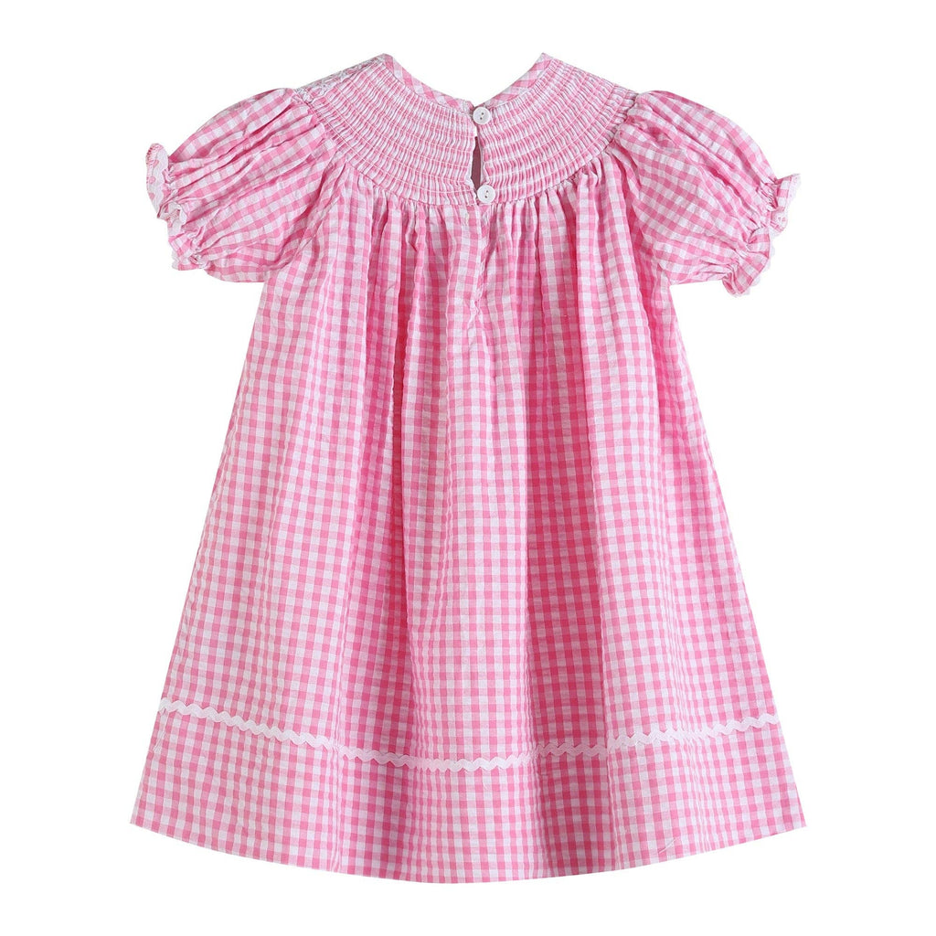 Pink Gingham Classic Smocked Bishop Dress - Liz and Roo