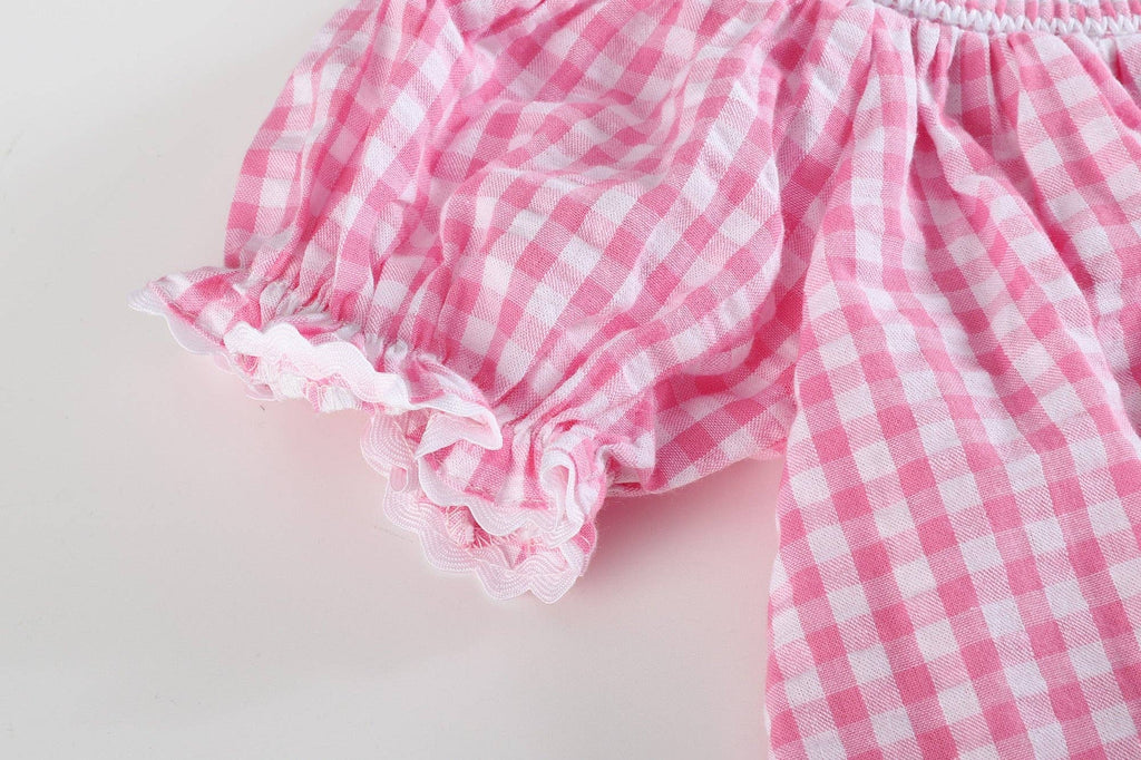 Pink Gingham Classic Smocked Bishop Dress - Liz and Roo