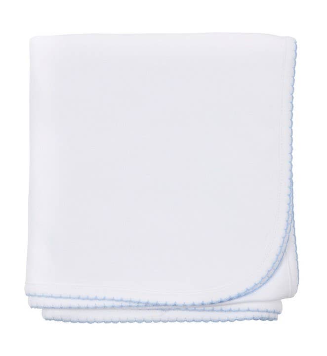 Receiving Blanket (Picot Trim) Baby Gift, Embroidery, Mono - Liz and Roo