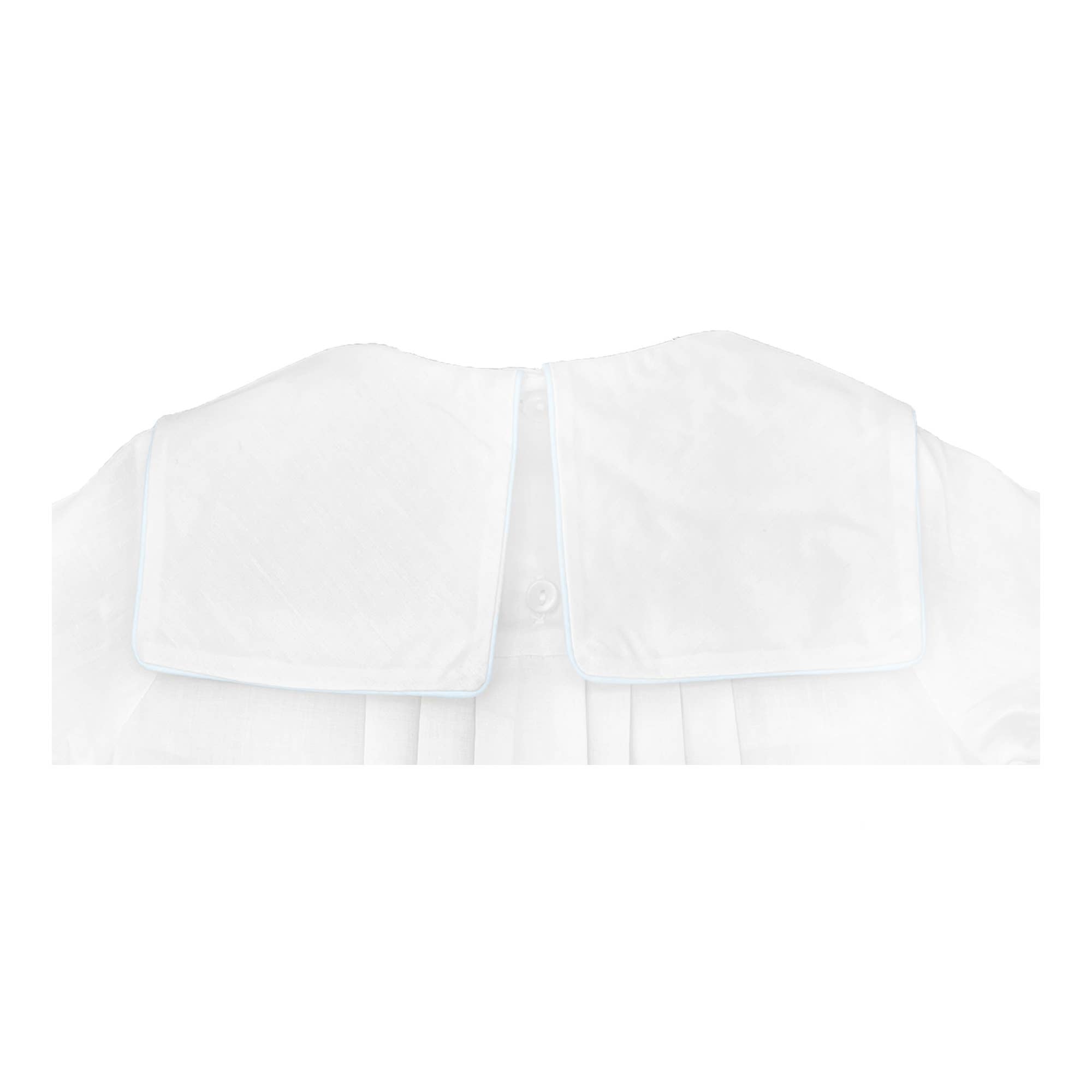 Romper with Train Embroidery in White - Liz and Roo