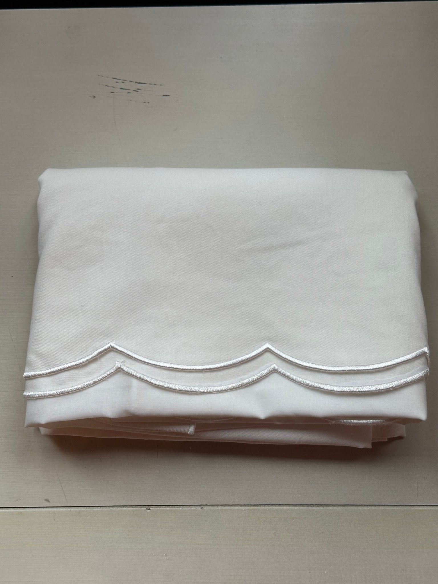 Scallop Crib Skirt with White or Pink Trim - Liz and Roo