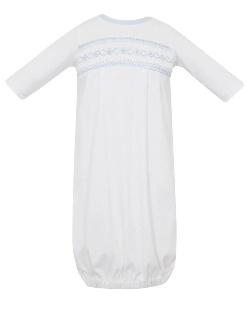 Smocked George Boy's White Knit Sac - Liz and Roo