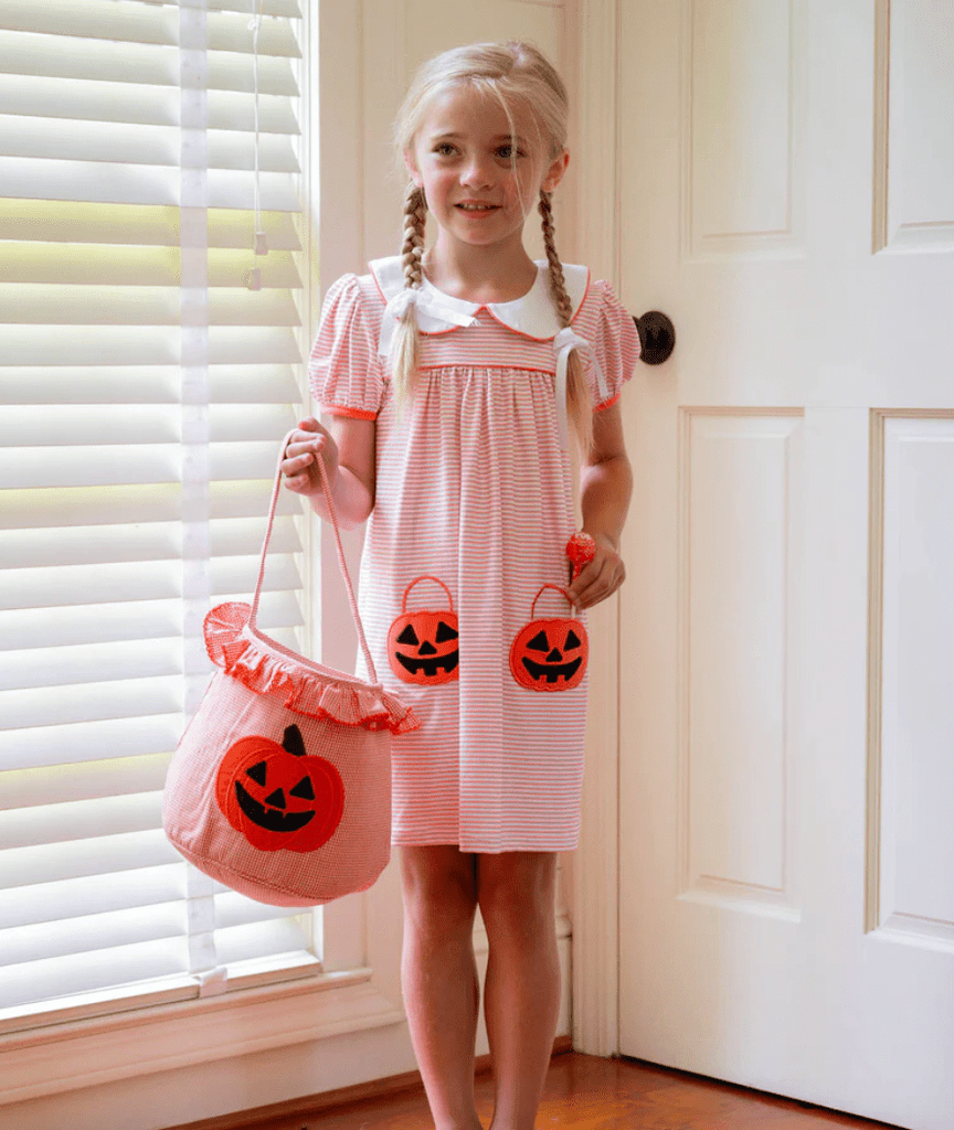 Smockingbird Jackolantern Pockets Striped Knit Dress - Liz and Roo