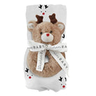 Swaddle Blanket + Plush Reindeer Rattle - Reindeer - Liz and Roo