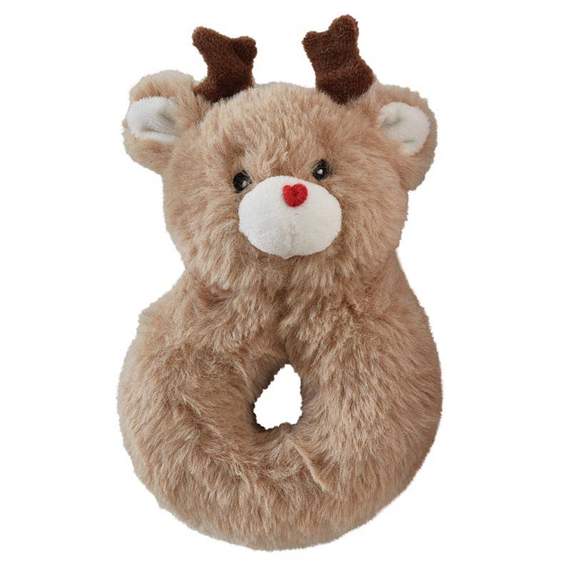 Swaddle Blanket + Plush Reindeer Rattle - Reindeer - Liz and Roo