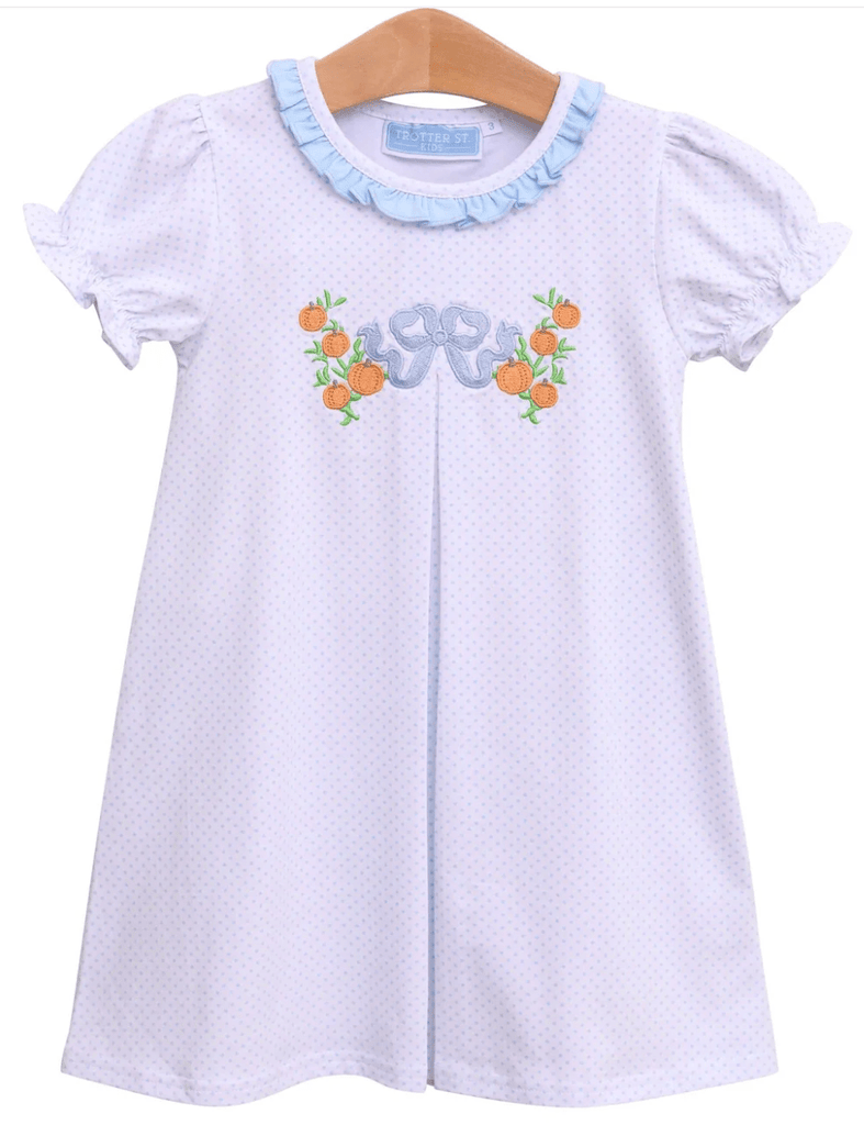 Trotter Street Kids Pumpkin Embroidery Dress - Liz and Roo