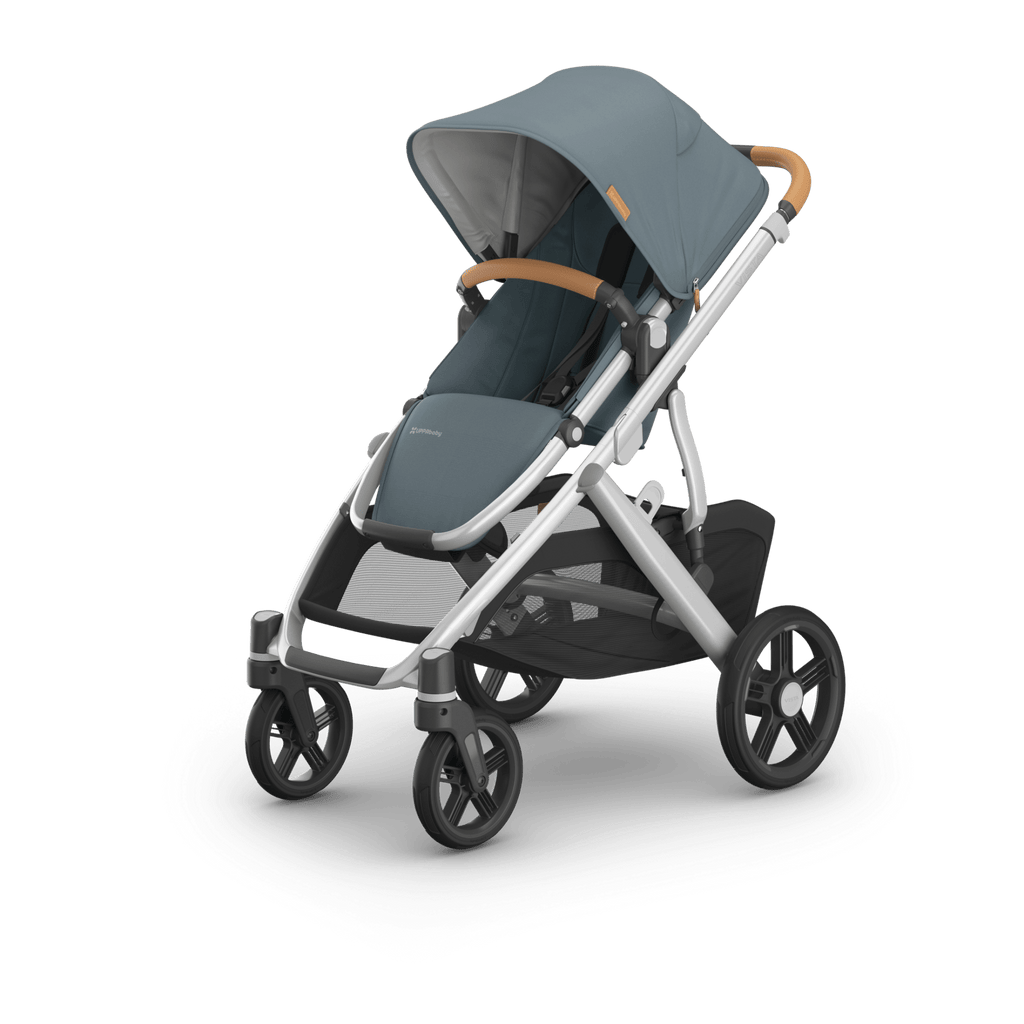 Uppababy Vista V3 Stroller Callum - Stone Blue |Silver Frame | Sand Leather - Liz and Roo