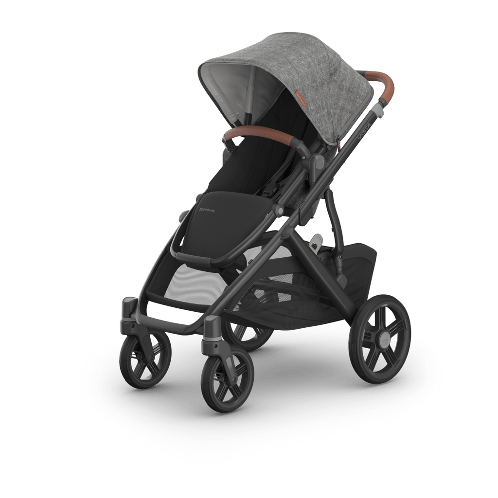 Uppababy Vista V3 Stroller Greyson - Charcoal Mélange | Carbon Frame | Saddle Leather - Liz and Roo