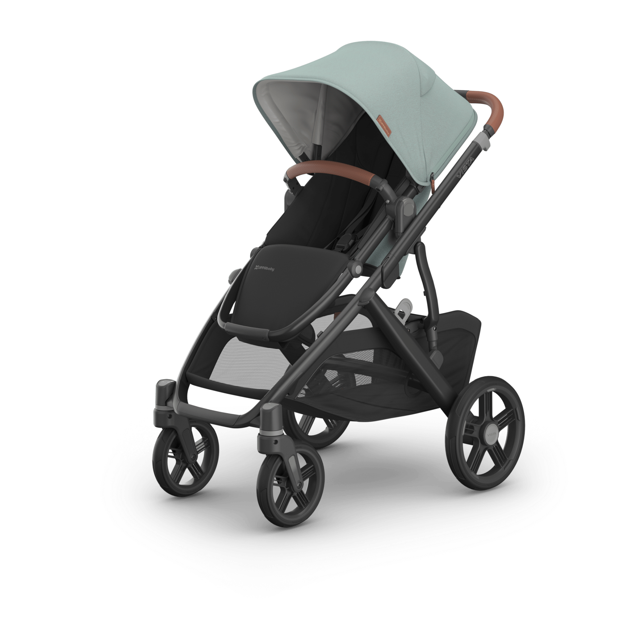 Uppababy Vista V3 Stroller Kenzi - Mystic Aqua | Carbon Frame | Saddle Leather - Liz and Roo