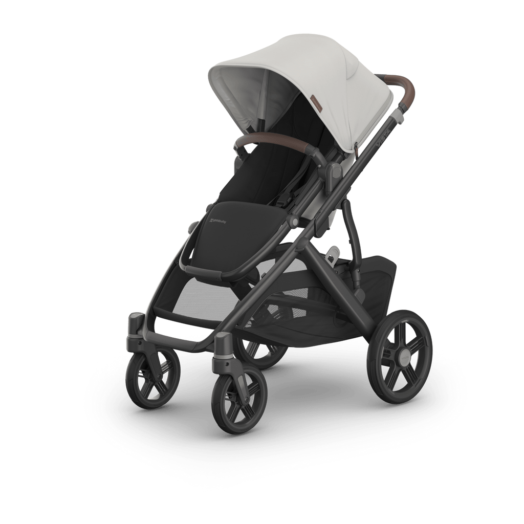 Uppababy Vista V3 Stroller Savannah - Pearl Gray Jacquard | Carbon Frame | Chestnut Leather - Liz and Roo