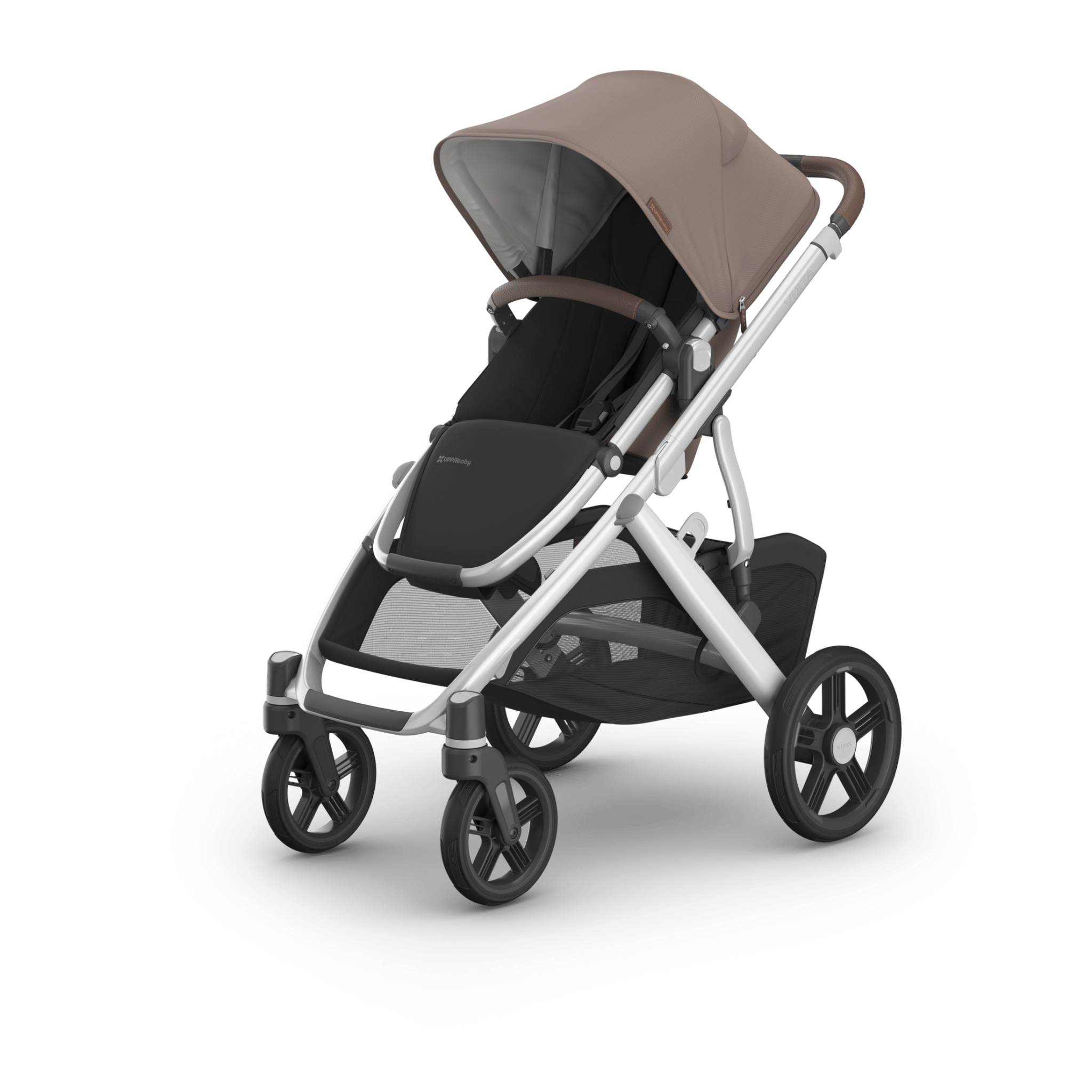 Uppababy Vista V3 Stroller Theo - Dark Taupe | Silver Frame | Chestnut Leather - Liz and Roo