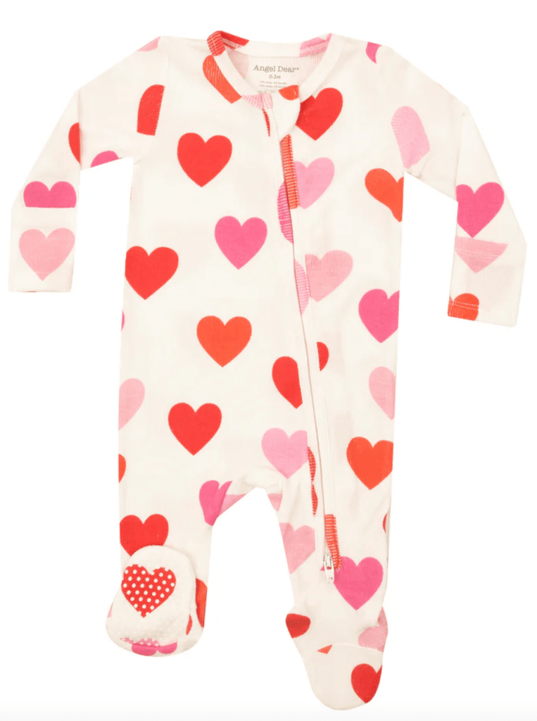 Valentine Big Hearts 2 Way Zipper Footie - Liz and Roo