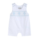 White and Blue Holy Crosses Smocked Overalls - Liz and Roo