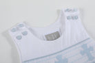 White and Blue Holy Crosses Smocked Overalls - Liz and Roo
