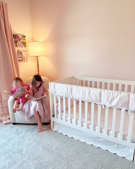 White Scallop Crib Skirt - Liz and Roo