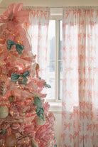 All White and Petal Pink Bows 7-pc. Set (Scalloped Rail Cover, Flat Skirt with Ruffles) - Liz and Roo