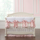 All White and Pink Linen 8-pc. Crib Bedding Set - Liz and Roo
