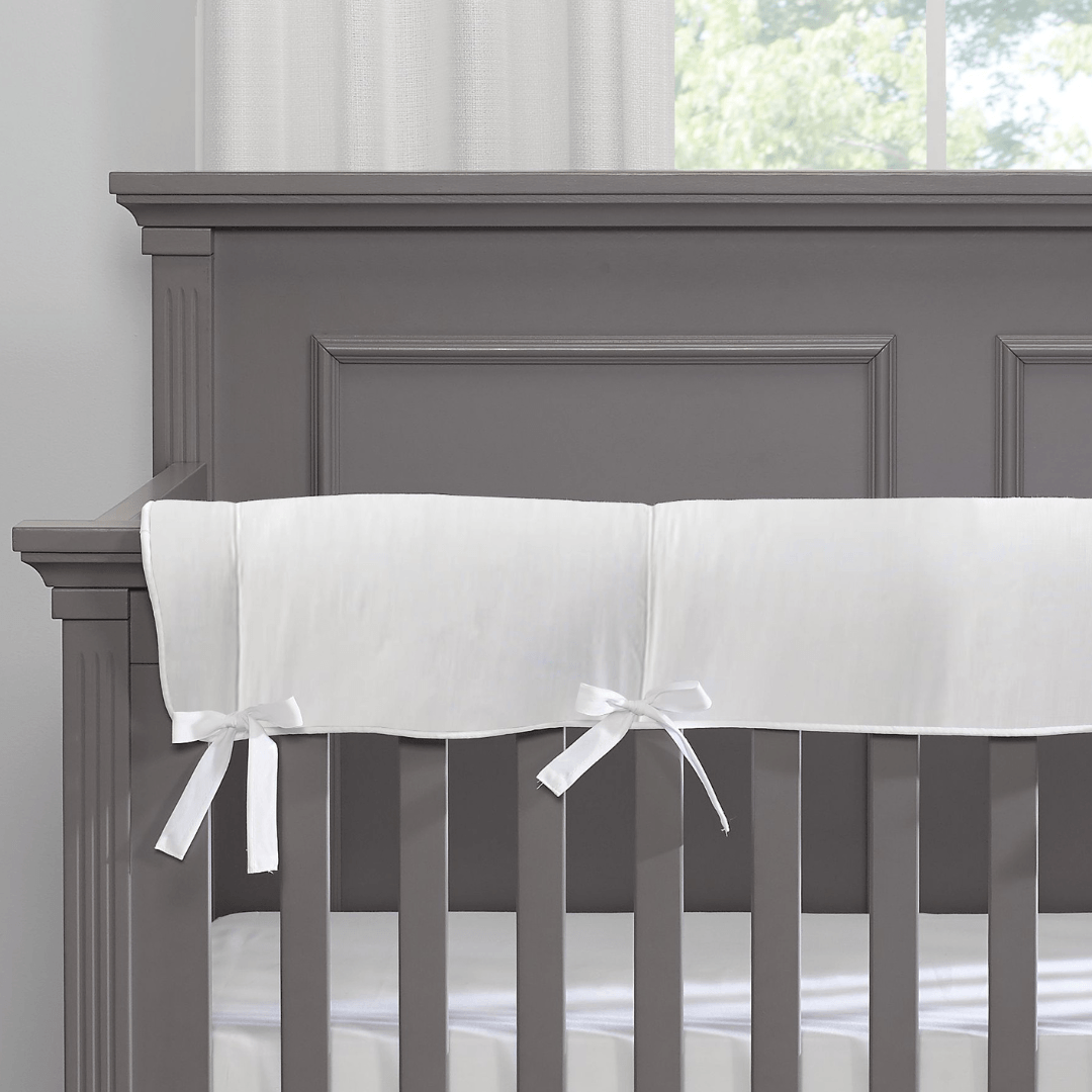 All-White Cotton Crib Rail Cover (White Trim) - Liz and Roo