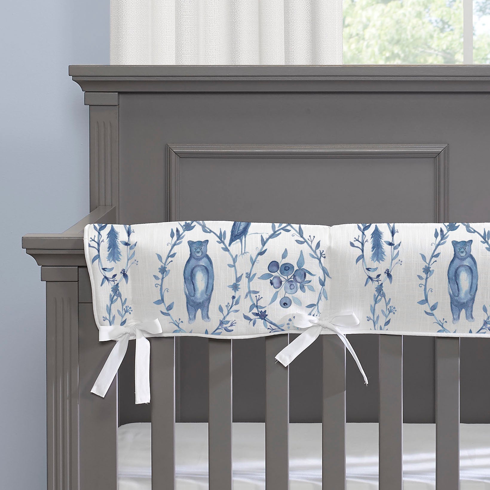 Blue- Beary Toile Changing Pad Cover - Liz and Roo