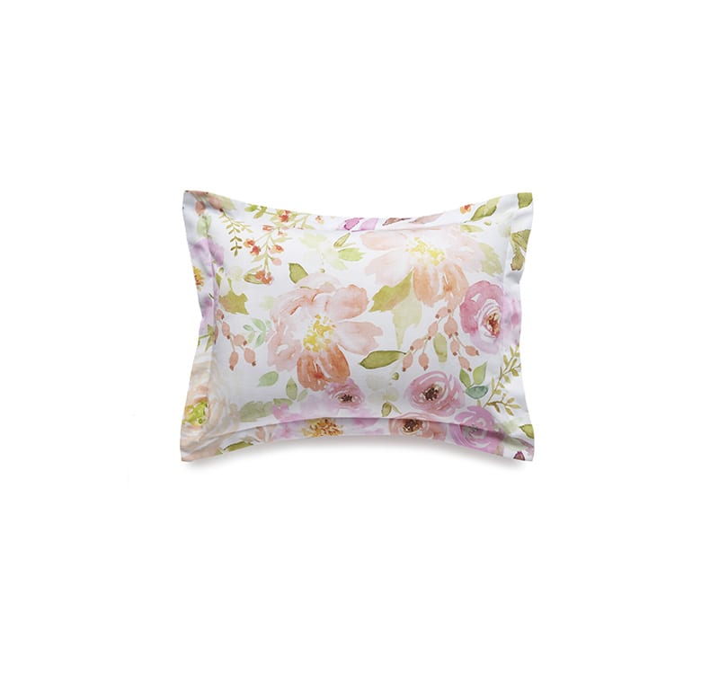Blush Watercolor Floral 10-pc Crib Bedding Set (Pink Linen Bows) - Liz and Roo