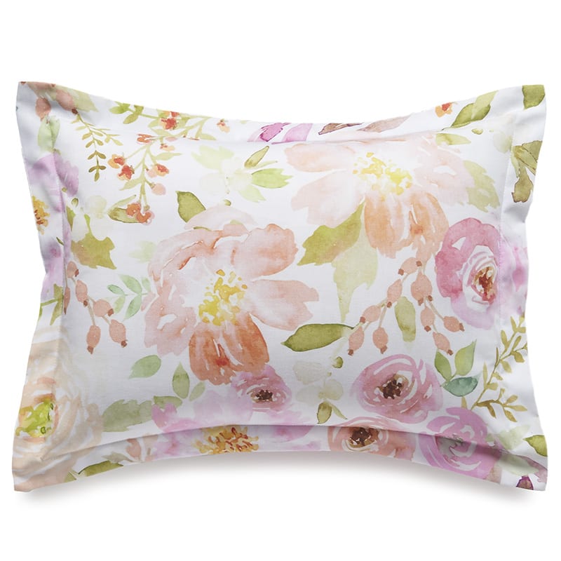 Blush Watercolor Floral Baby Blanket with Petal Pink Ruffle - Liz and Roo