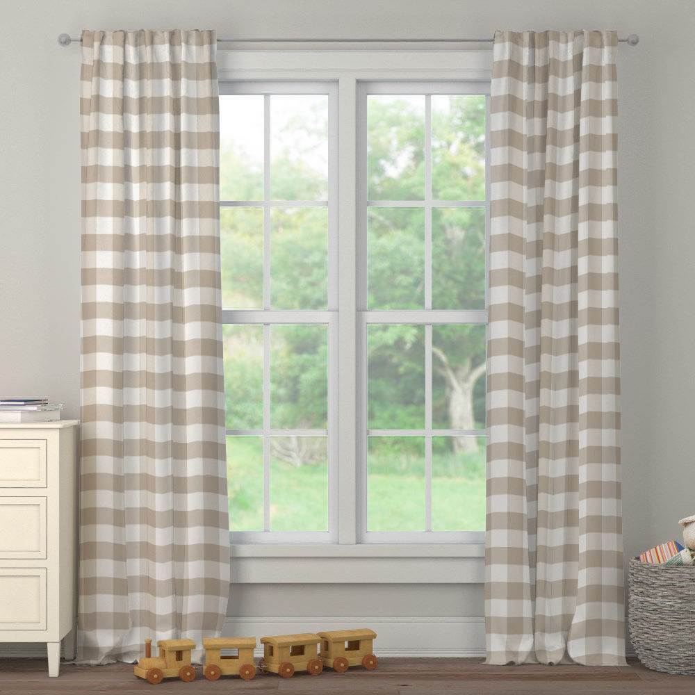 Taupe Buffalo check Window Treatments
