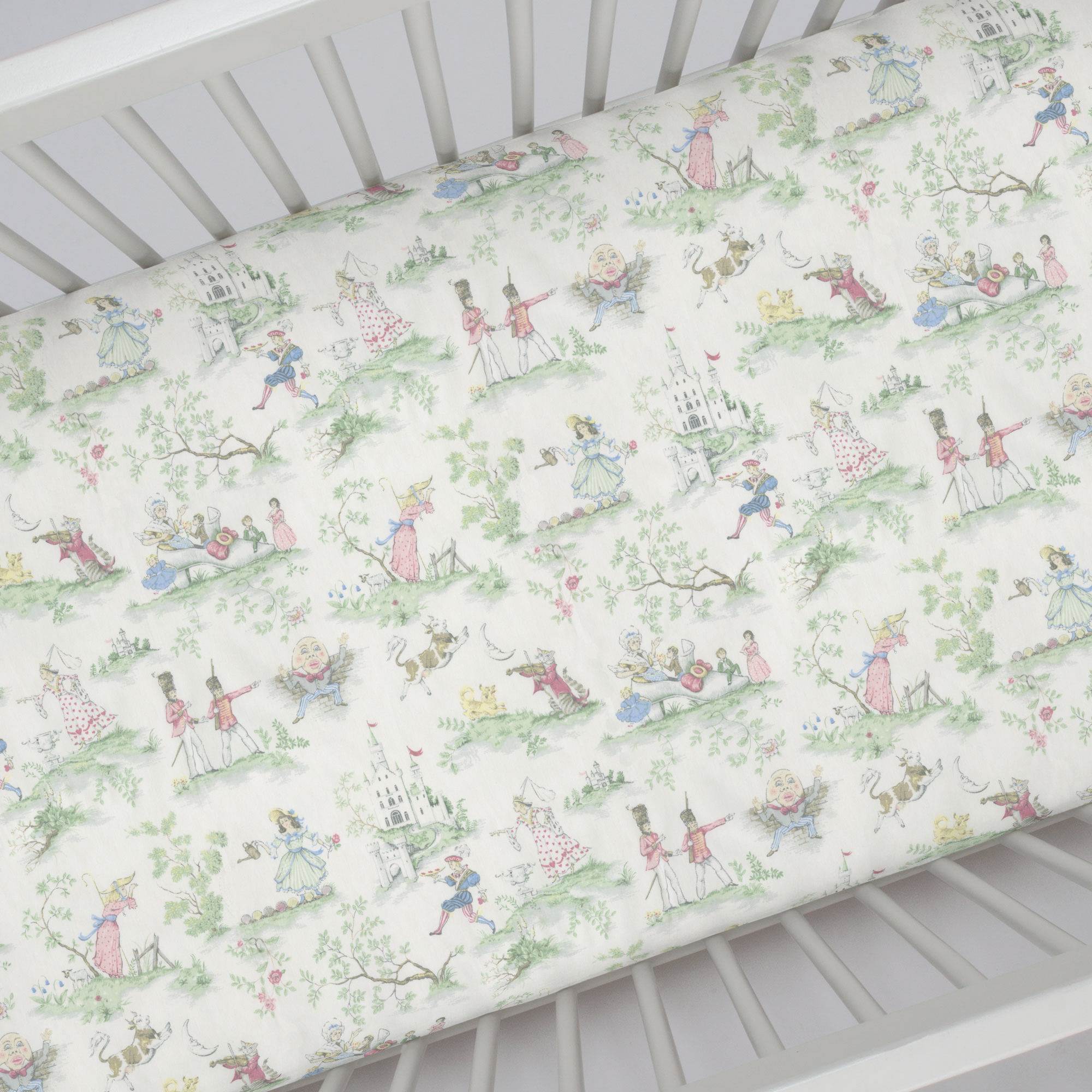 Copy of Nursery Rhyme Toile MINI Crib Rail Cover - Liz and Roo