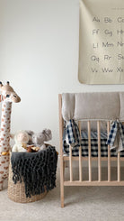 Flax Linen Rail Cover with Knot Ties and Accent Ties (Navy Plaid) - Liz and Roo