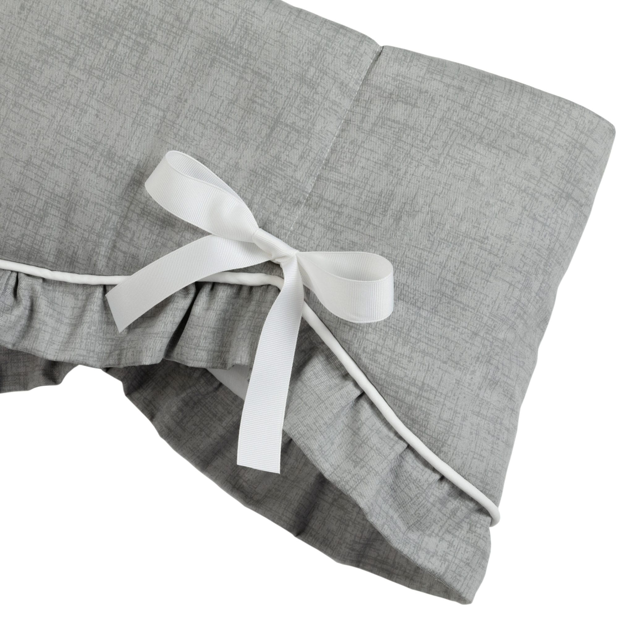 gray crosshatch scalloped crib rail cover