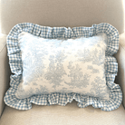 Light Blue Toile Crib Rail Cover with Gingham Ties - Liz and Roo