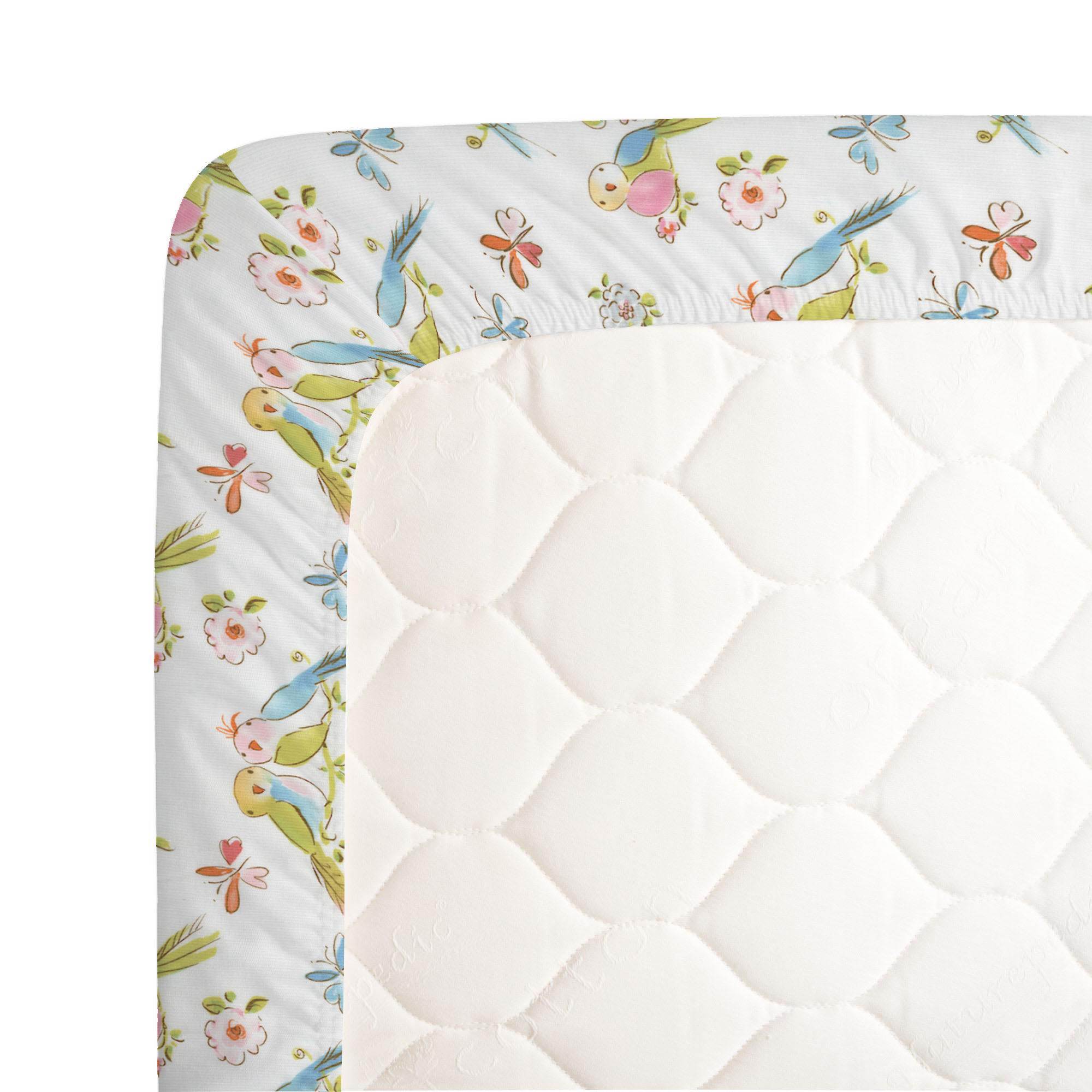 love birds crib sheet back