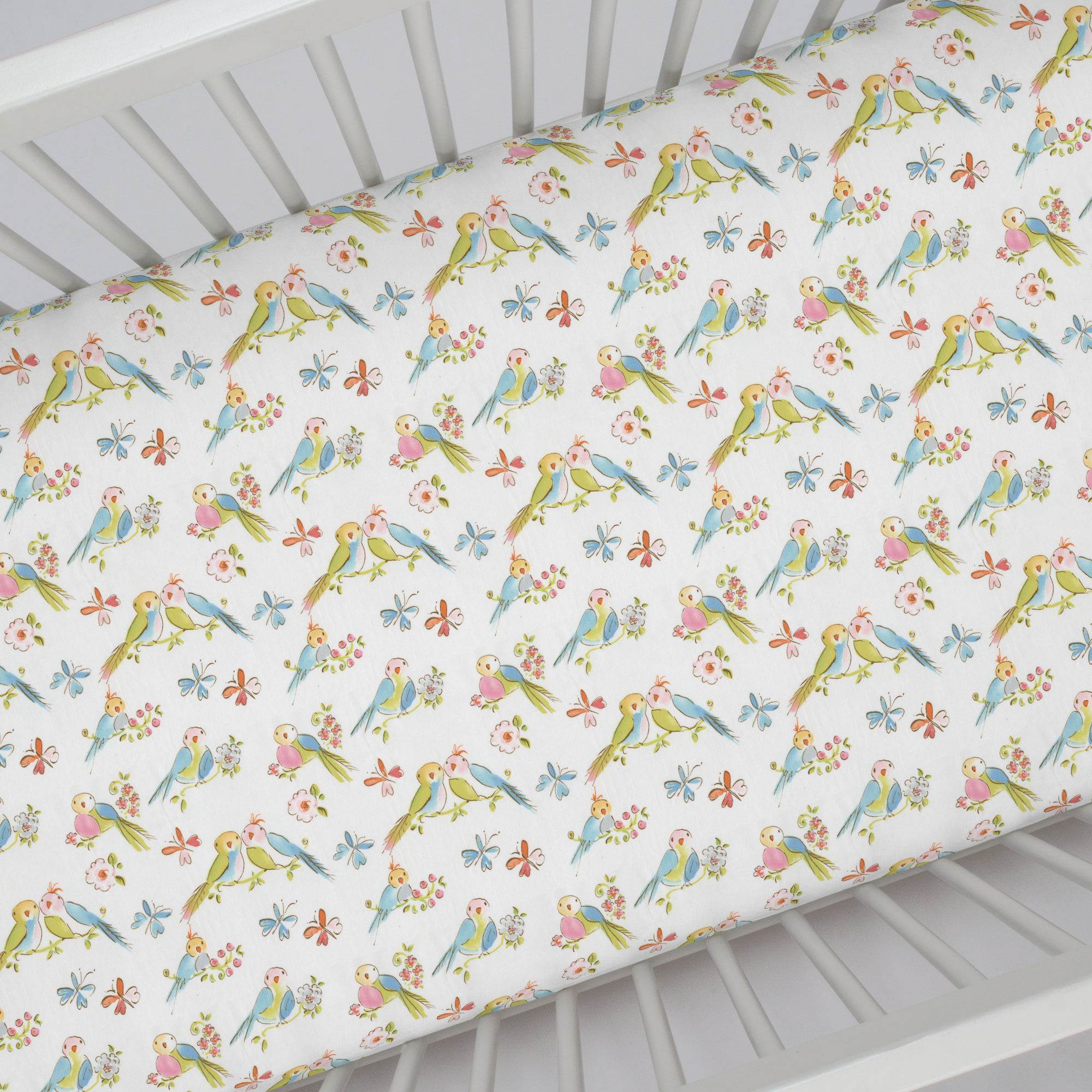 Love Birds Crib Sheet Top