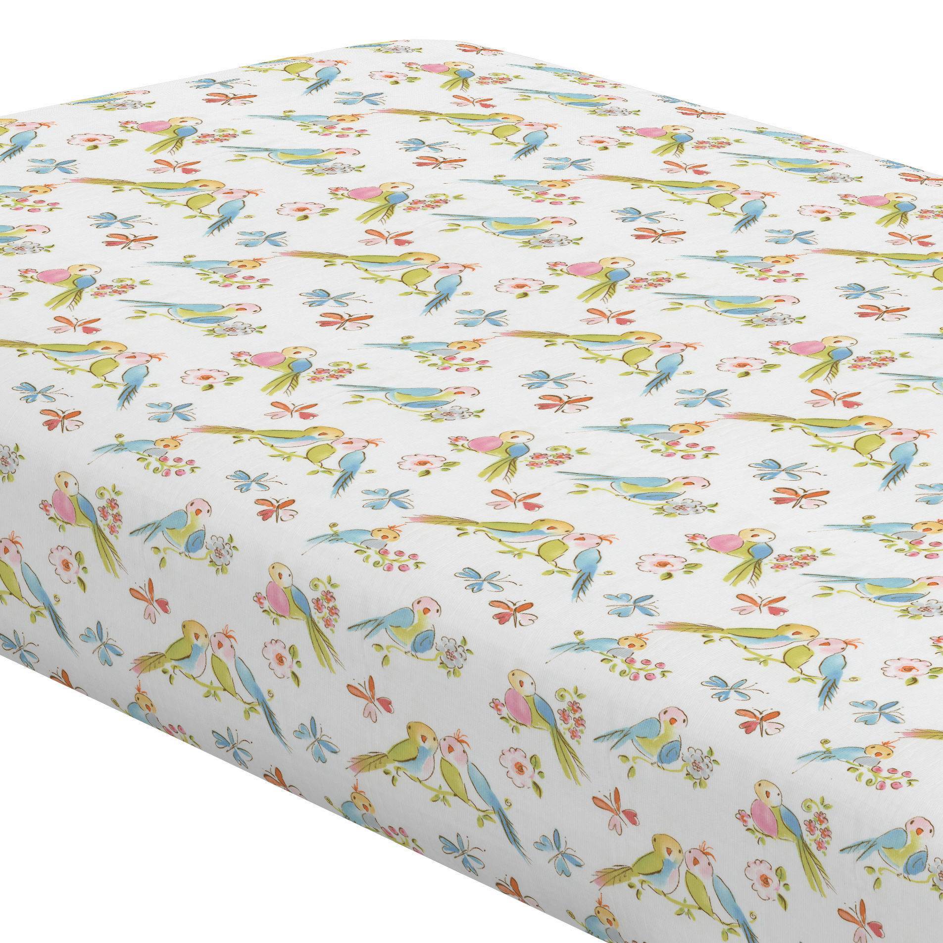 love birds crib sheet side