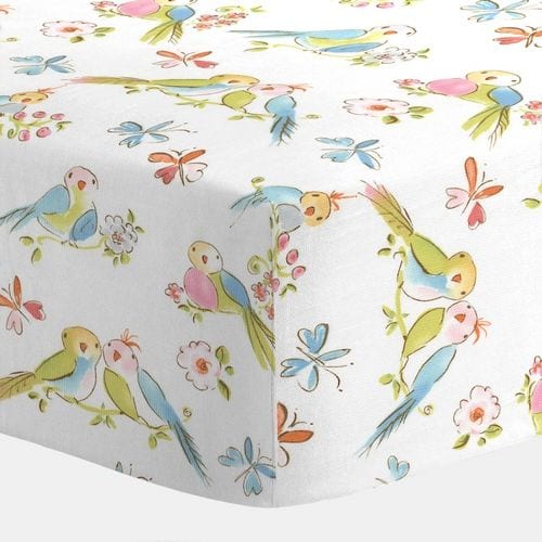 love birds crib sheet corner
