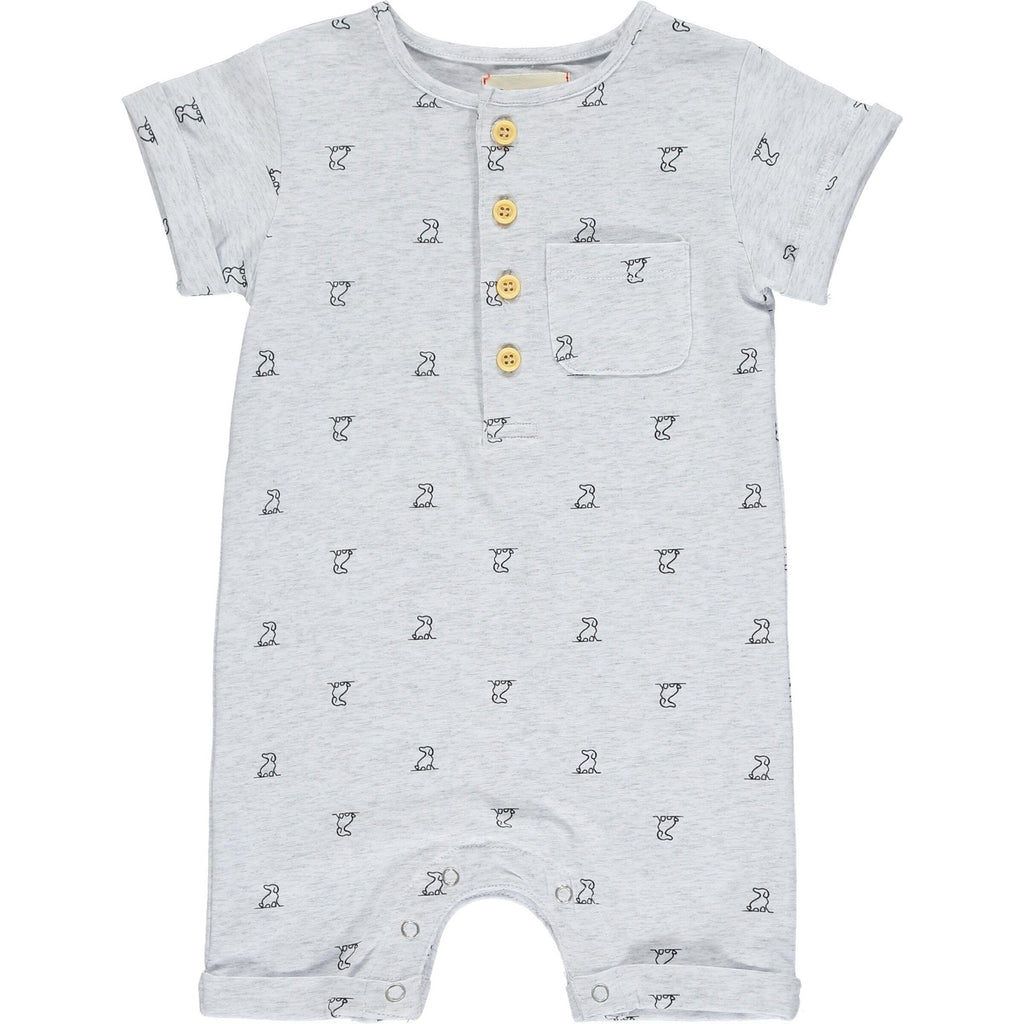 Martingale Henley Romper Grey Henry Dog Print - Liz and Roo