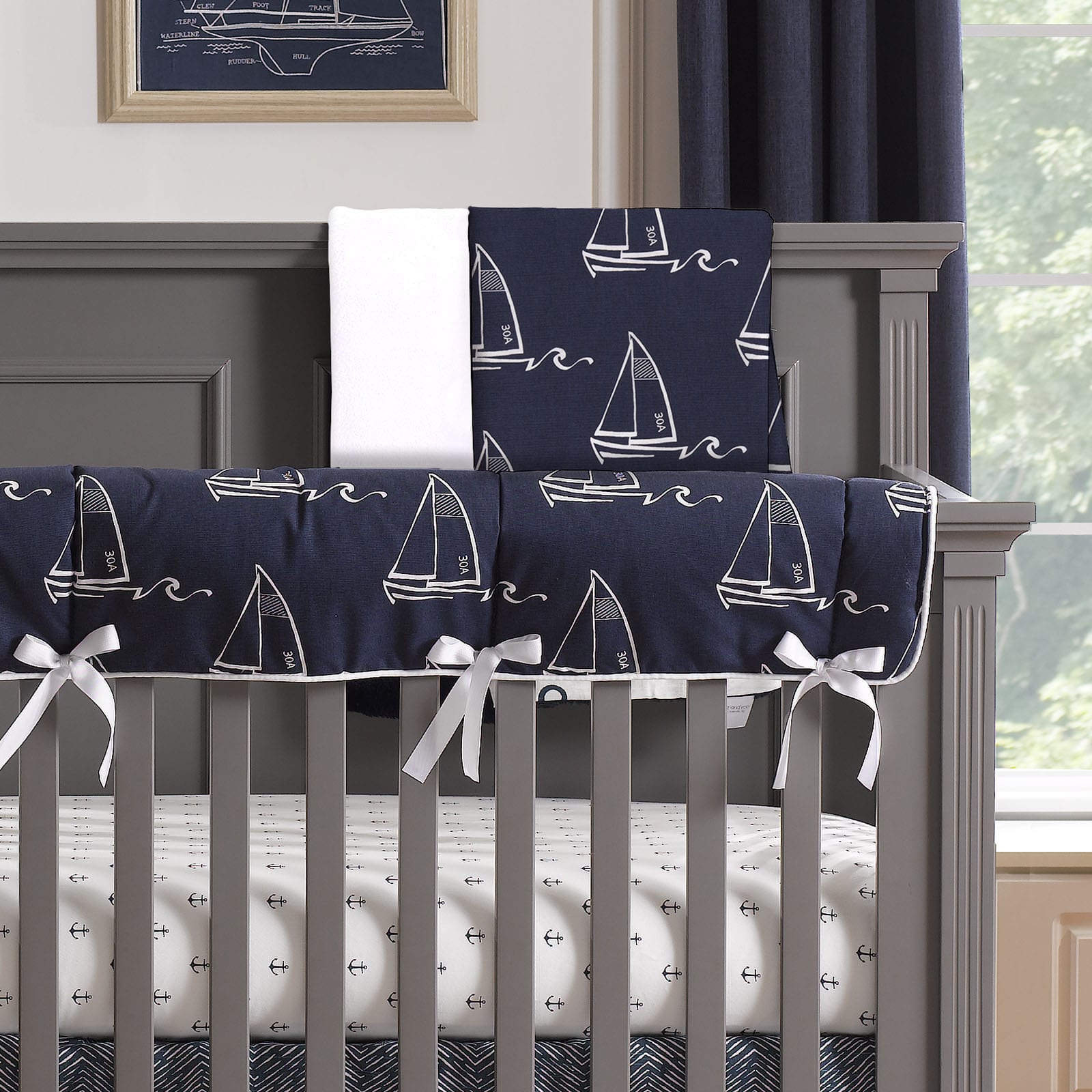 Nautical Sailboats Minky Receiving Blanket - Liz and Roo