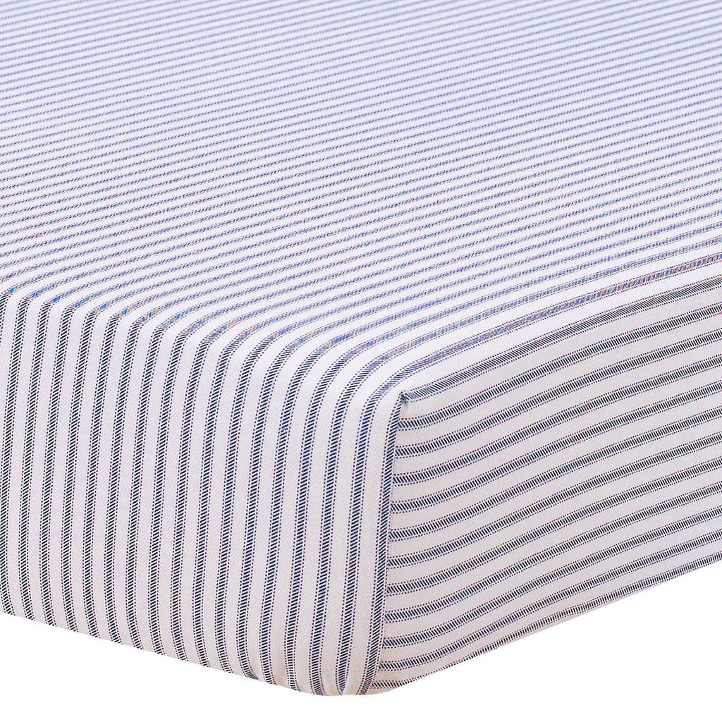Navy Classic Stripe Crib Sheet | Cotton Twill Crib Sheet - Liz and Roo