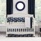 Navy Giraffe Bumperless Crib Bedding - Liz and Roo
